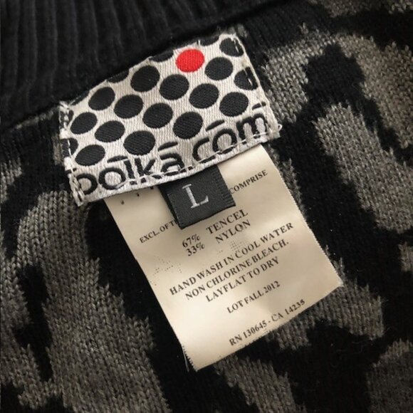 Tonal Leopard Pattern Jacquard Knit Long Sleeve High Neck Cardigan Sz L - Picture 5 of 5